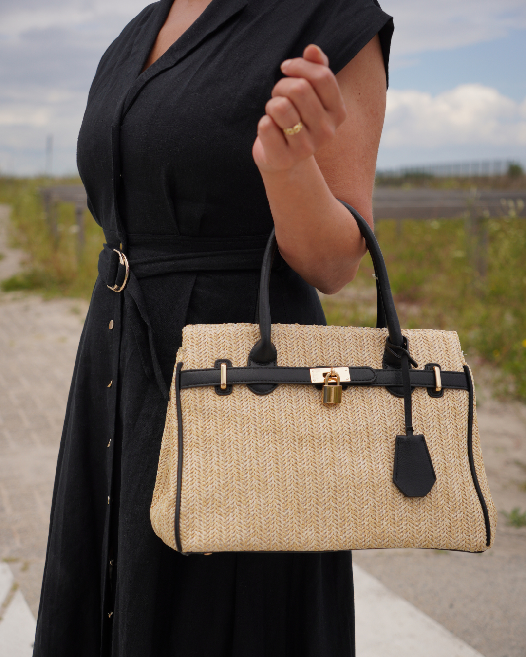 Rieten Birkin Handtas Zwart