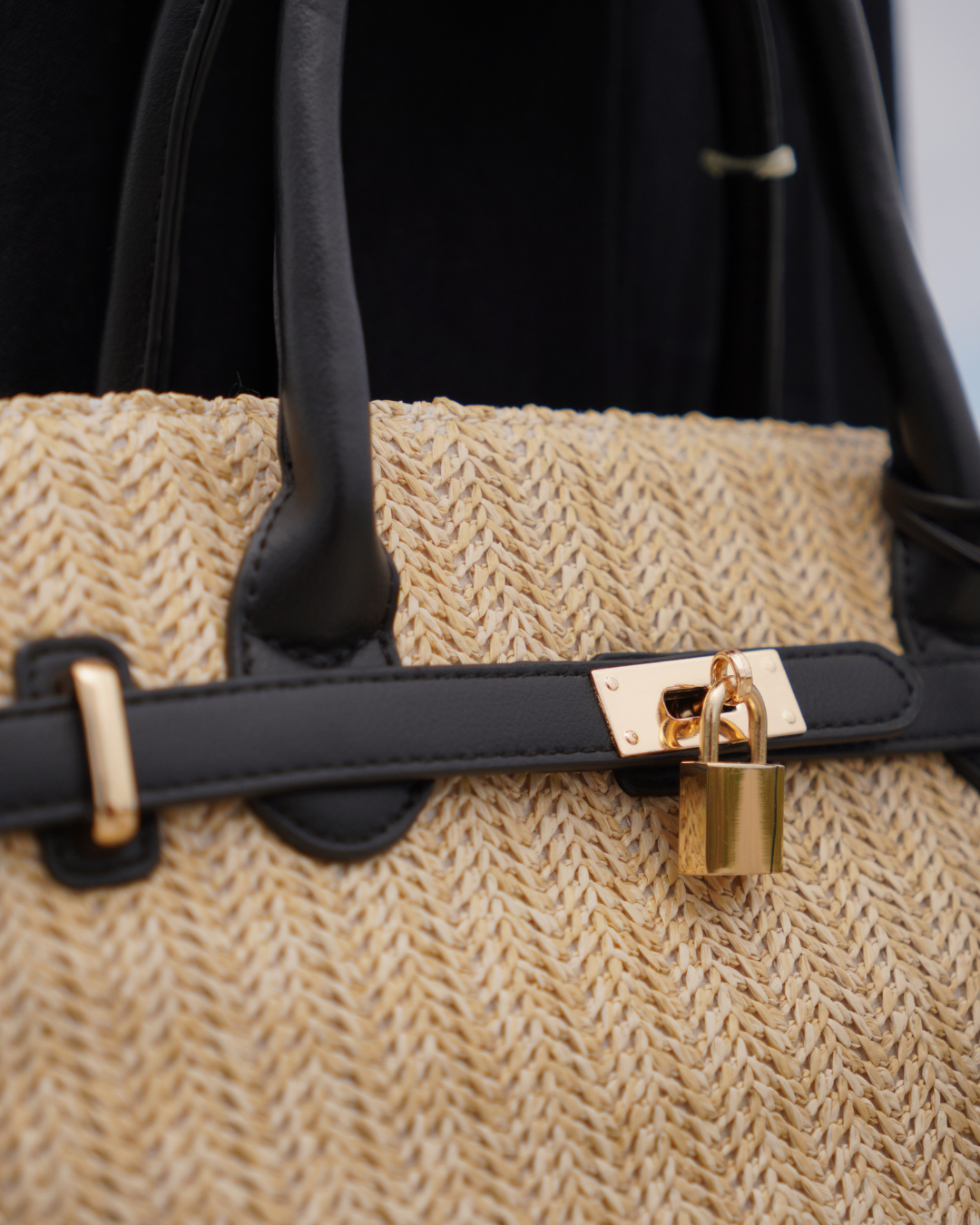 Rieten Birkin Handtas Zwart