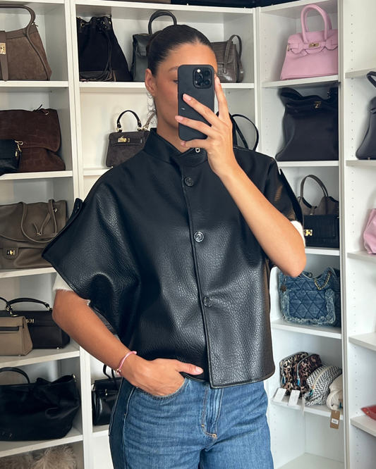 Kunstleren poncho