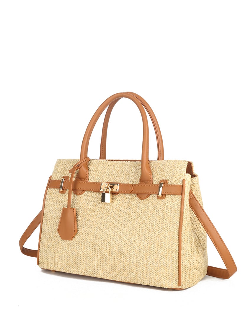 Rieten Birkin Handtas Cognac