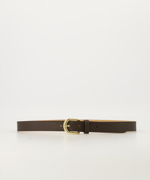 Donkerbruine leren riem