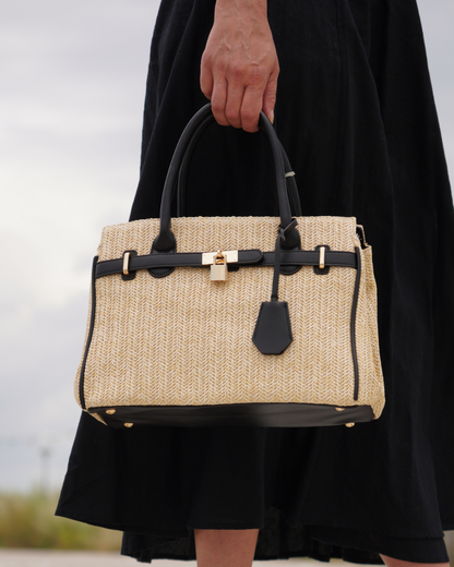 Rieten Birkin Handtas Zwart