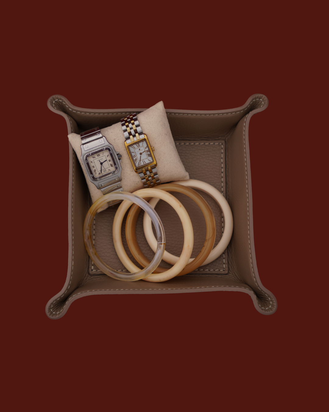 Leren Opberg Bakje - 12 x 12cm