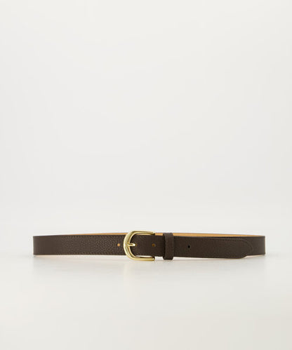 Donkerbruine leren riem