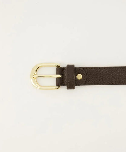 Donkerbruine leren riem